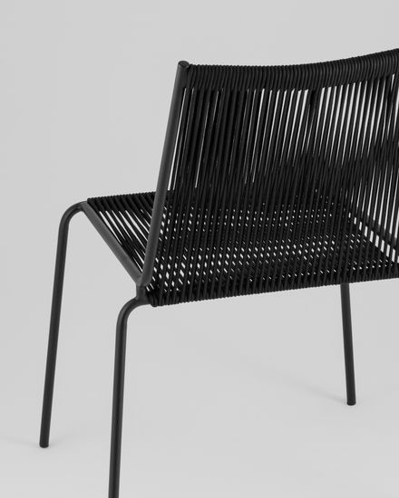 Стул уличный обеденный Lion черный из металла и шнура