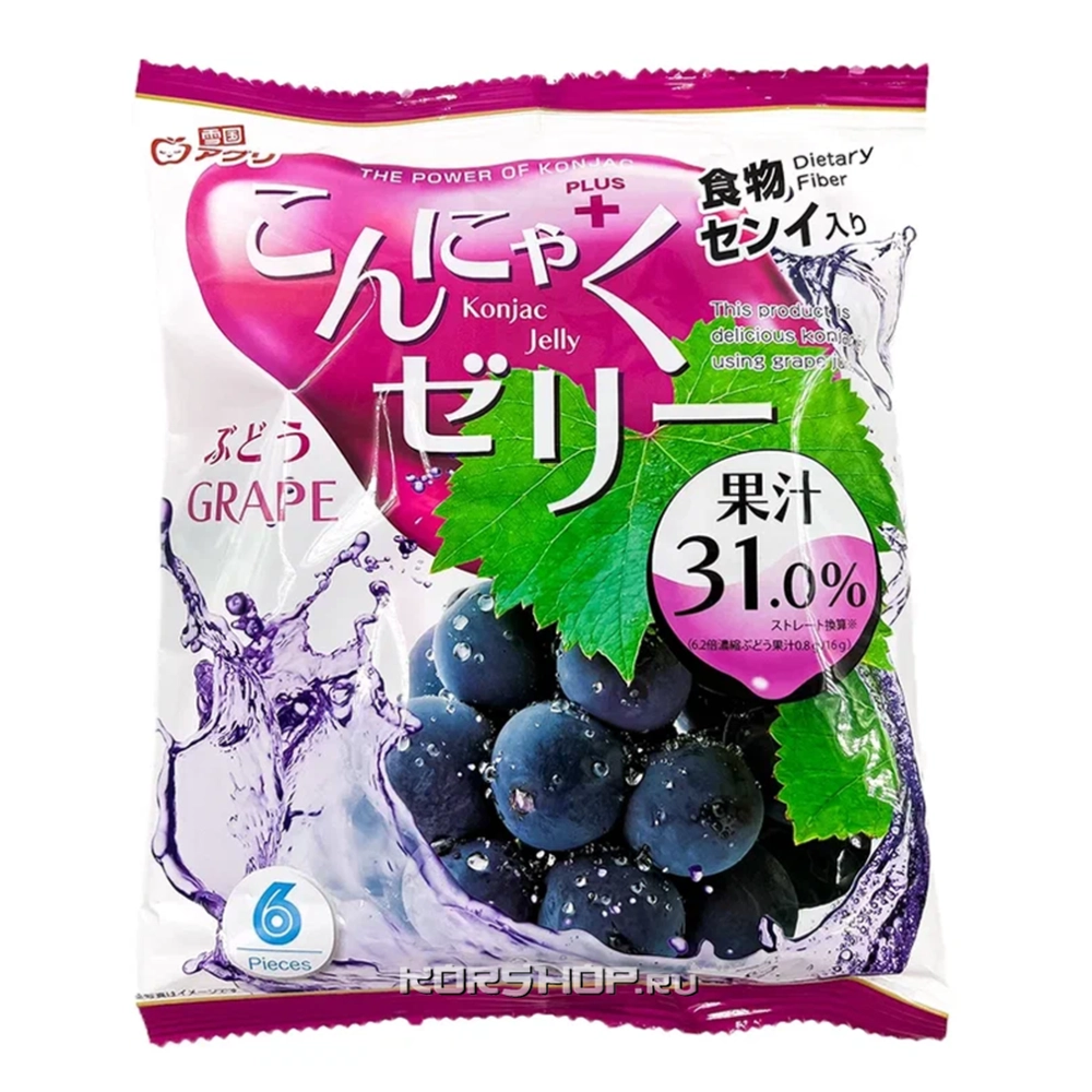 Желе конняку со вкусом винограда Yukiguni Aguri, Япония, 96 г