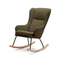 Maustin Кресло-качалка из темно-зеленой овчины со стальной конструкцией и деревом бука