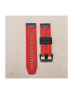 Ремешок силиконовый двухцветный 26 мм для Garmin Fenix 7x/6x/5x/5x plus/3, Descent, Tactix, Enduro, D2, Instinct 2X (Черный / Красный)