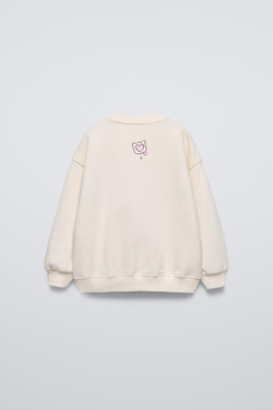 ZARA ТОЛСТОВКА С РЕЛЬЕФНЫМ ПРИНТОМ SUPER KITTIES © DISNEY, ЭКРЮ