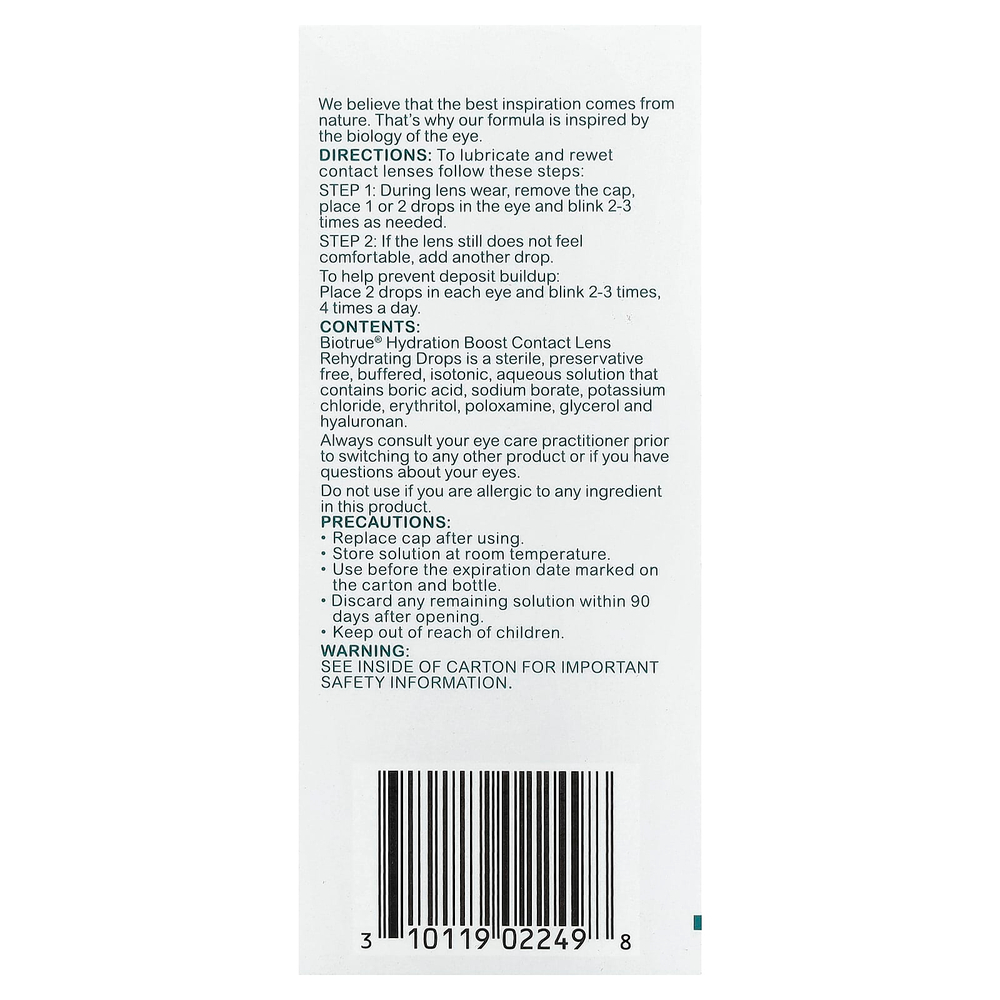 Biotrue, капли для увлажнения контактных линз, 10 мл (0,33 жидк. унции)