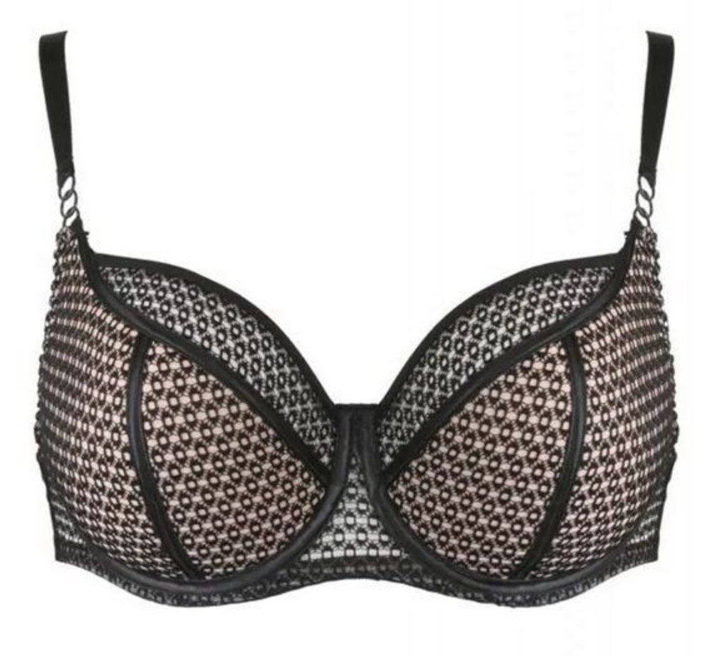 Бюстгальтер на косточках с эффектом перфорации (Размер: 75C) (Цвет: черный)