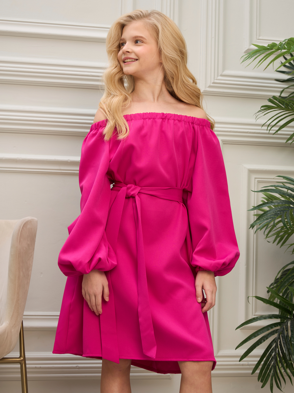 Платье нарядное для девочки фуксия