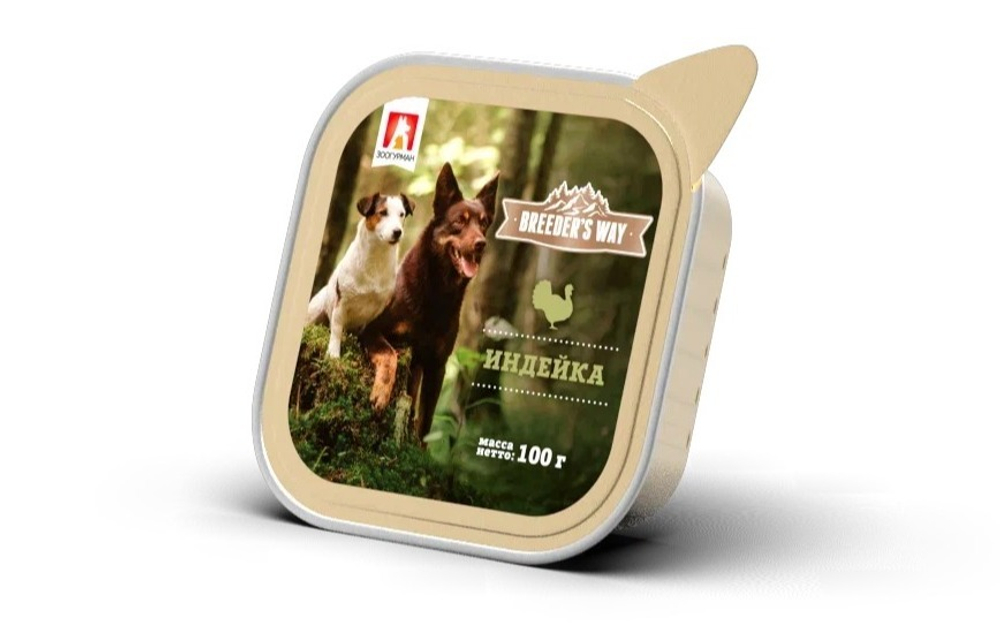 Breeder’s way влажный корм для собак, индейка, ламистер 100гр