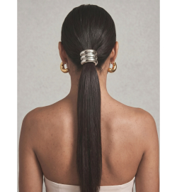Резинка для волос металлическое полукольцо «TRIPLE HAIR CUFF SILVER», золото/серебро
