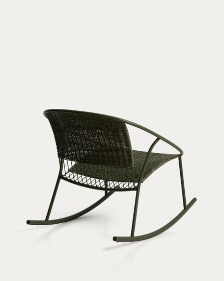 Уличное кресло-качалка Atrani из оцинкованной стали и зеленой веревки