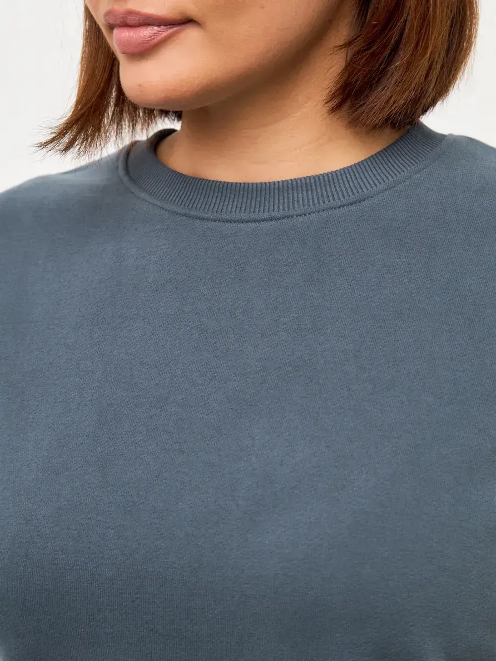 Свитшот оверсайз утепленный с рукавами 3/4 серый