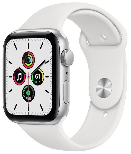 Часы Apple Watch SE GPS 44mm Aluminum Case with Sport Band Серебристый/белый (MYDQ2)