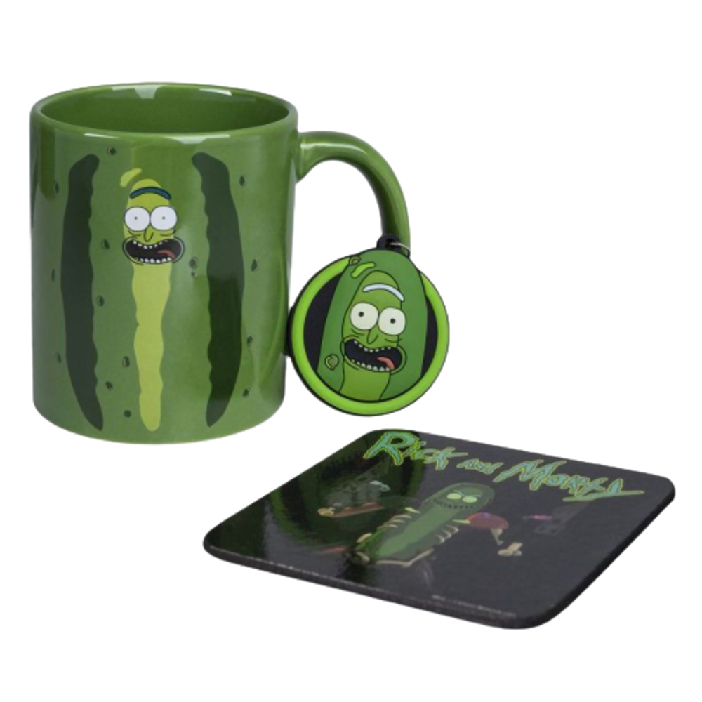 Набор подарочный Rick And Morty (Pickle Rick) Кружка + Подставка + Брелок