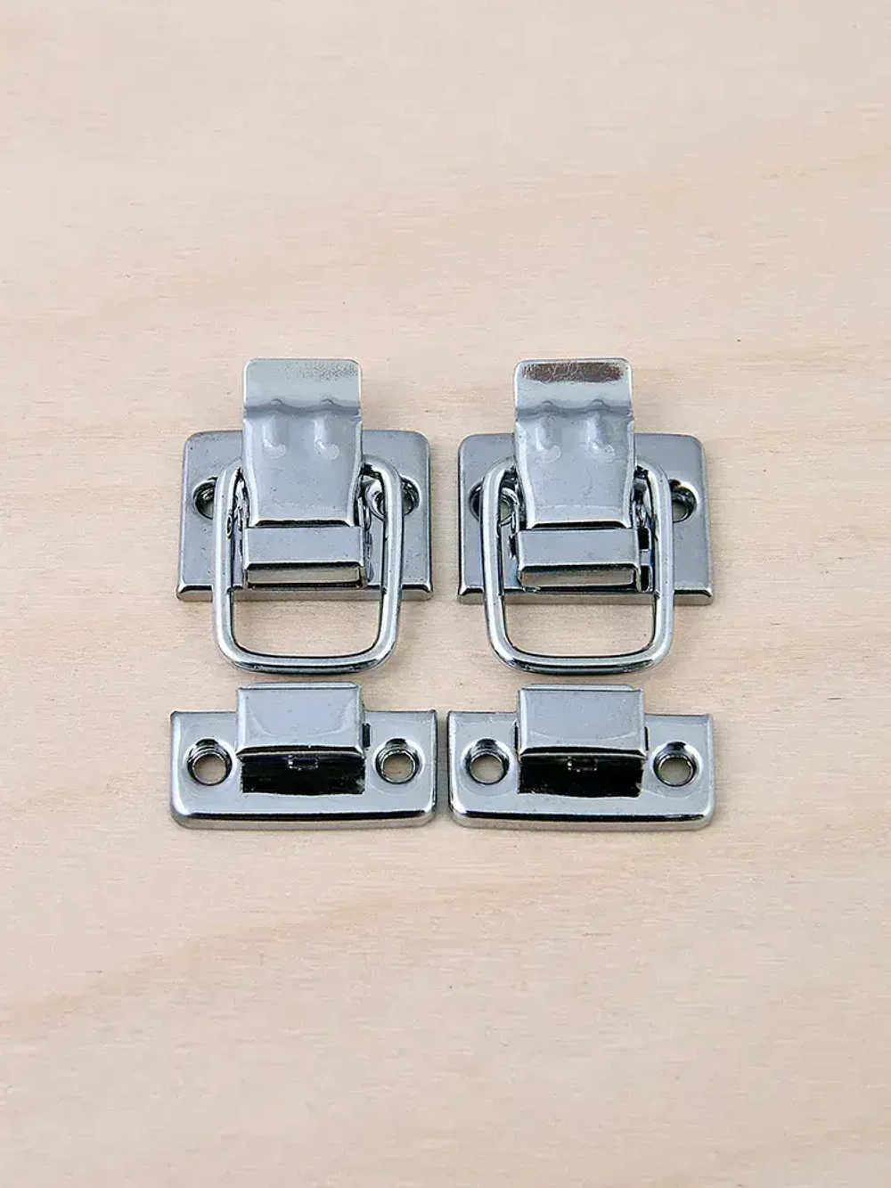 Замок чемоданный H-001 (2шт) ХРОМ, замок защёлка, замок лягушка, замок хромированный