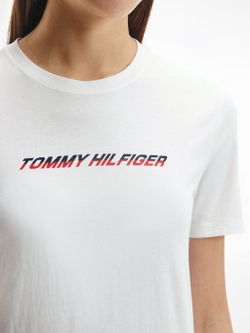 Женская теннисная футболка Tommy Hilfiger Regular Graphic C-NK Tee SS - White