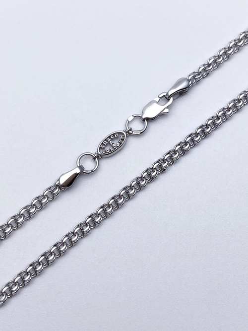 Цепь из серебра/Бисмарк/Родий/Со вставкой спаси и сохрани