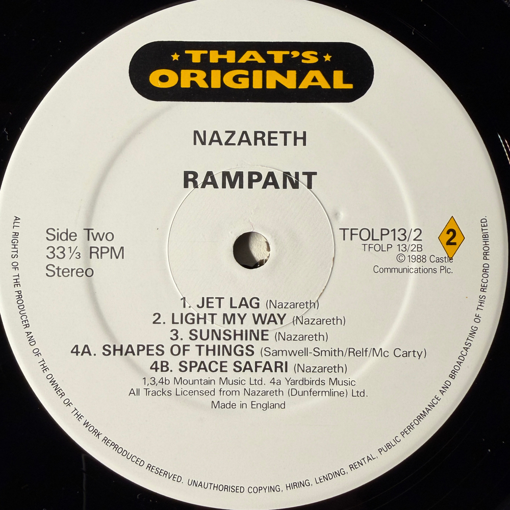 Nazareth ‎– Hair Of The Dog / Rampant 2LP (Англия 1988г.) Т