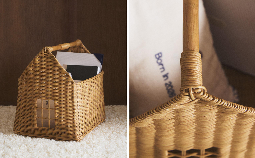 Zara Home Корзина из ротанга, цвет бежевый, 41 см