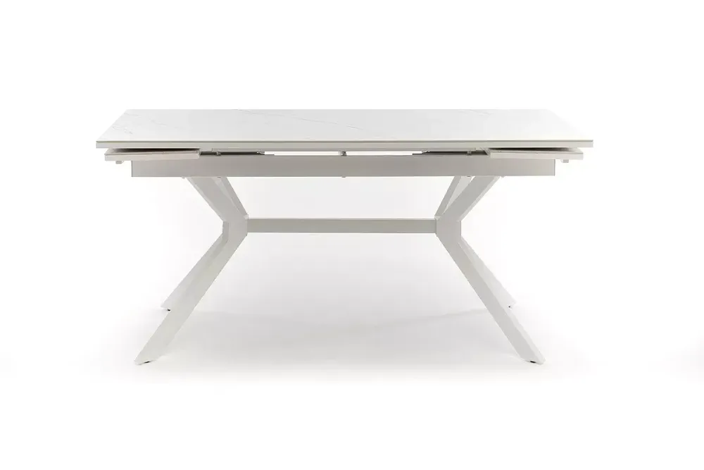 "Меркурий" стол интерьерный раздвижной обеденный из керамики, цвет белый глянцевый
