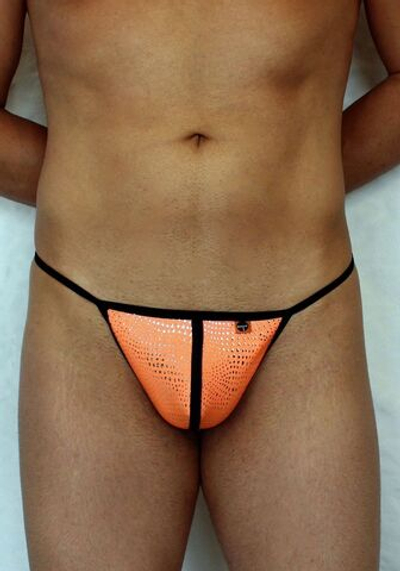 Соблазнительные трусики-стринги с блестками (Размер: M) (Цвет: оранжевый)