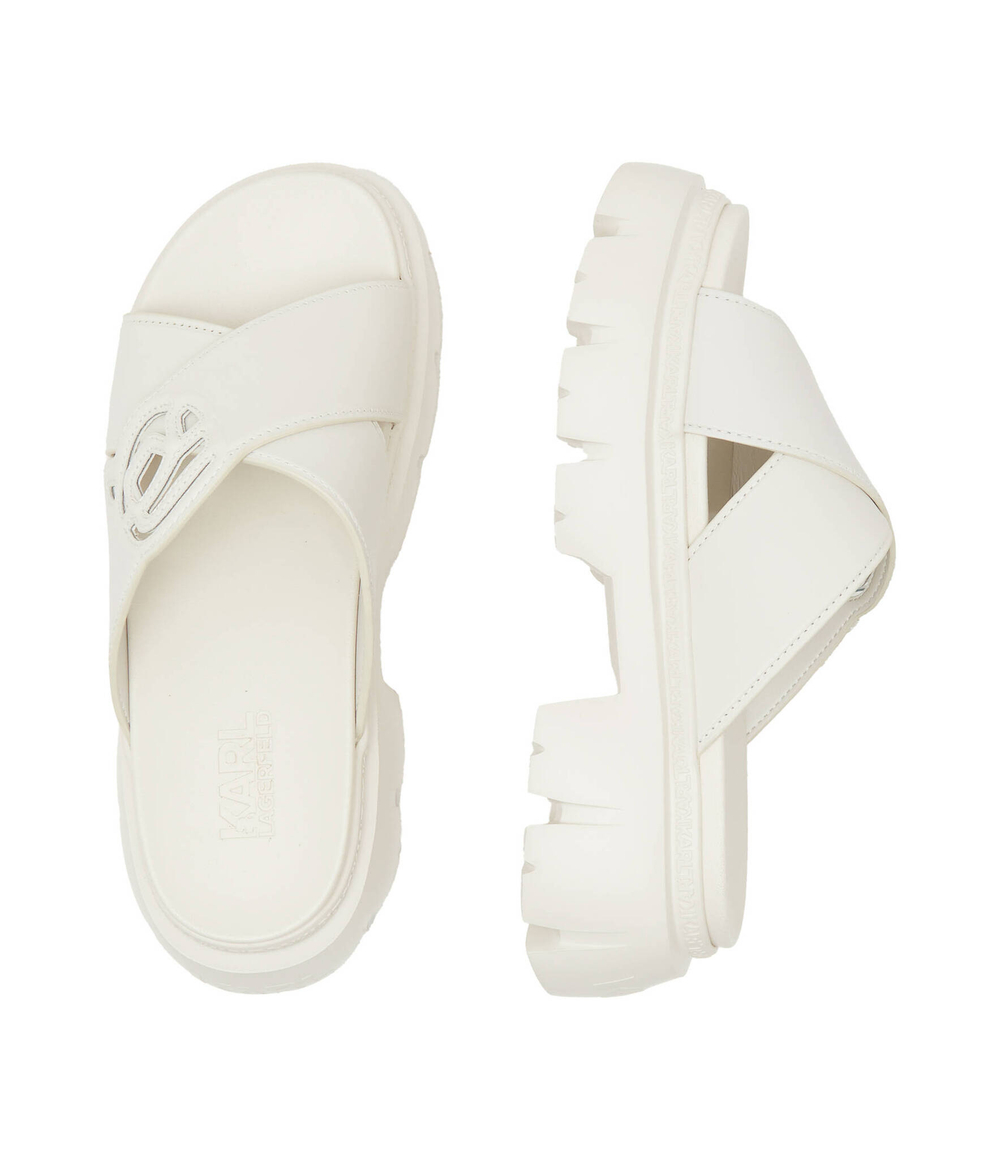 Кожаные шлепанцы Karl Lagerfeld - бежевый(KL83504)