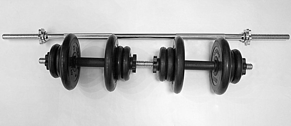 Комплект 2 гантели и гриф прямой общий вес 40 кг арт1