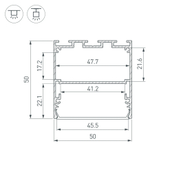 Профиль LINE-M-5050-2000 BLACK (Arlight, Алюминий) 053403