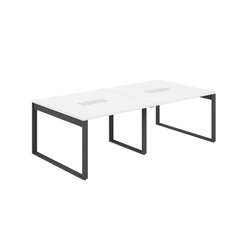 AG.2412.WH.72.AN / Стол для переговоров 2400х1238х750 / профиль О-образный: 70х20 антрацит; лючок: серебро; столешница: белый