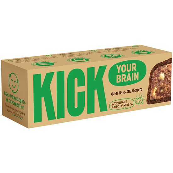 Батончик финиковый с яблоком и корицей в темном шоколаде KICK 45 г/10 шт