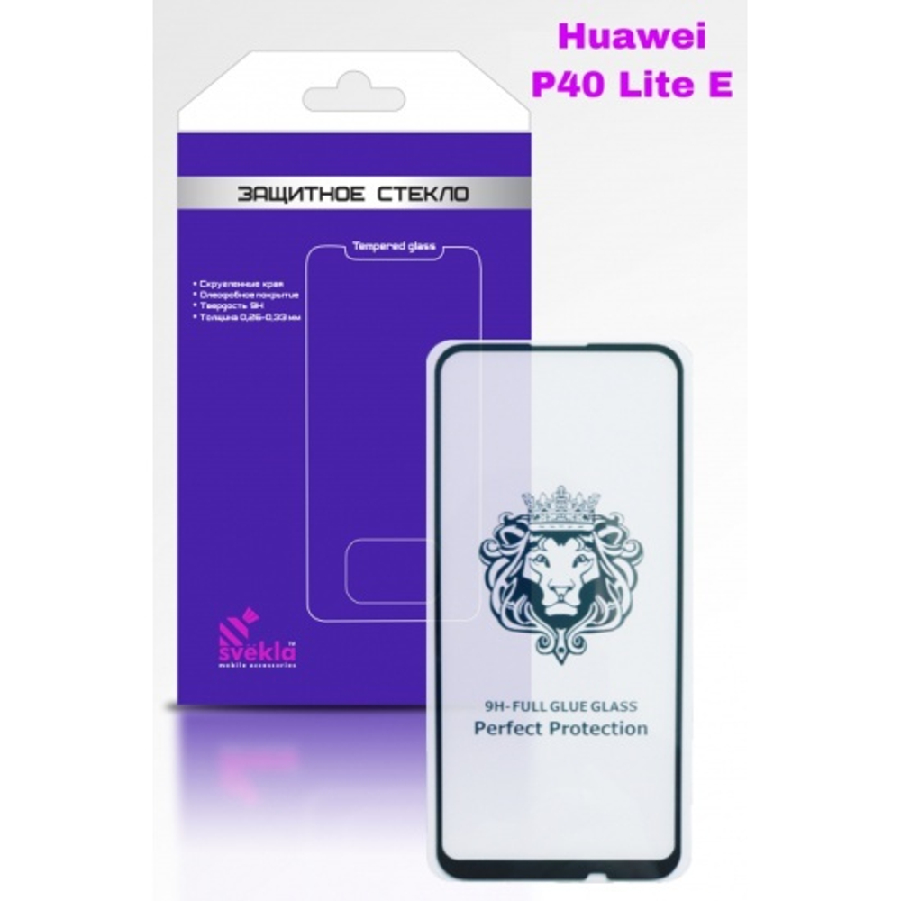 Защитное стекло Huawei P40 lite черный (Full Glue) Svekla