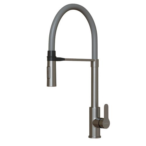 Смеситель для кухни 35k MIXLINE MLSS-0402 серый гибкий излив магнит, п/гайку САТИН