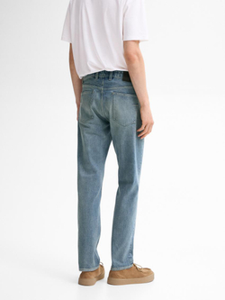 Massimo Dutti Зауженные джинсы с эффектом потертости, индиго