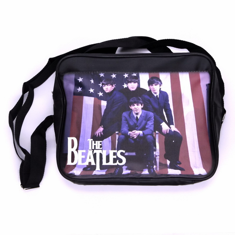 Сумка The Beatles группа на фоне американского флага
