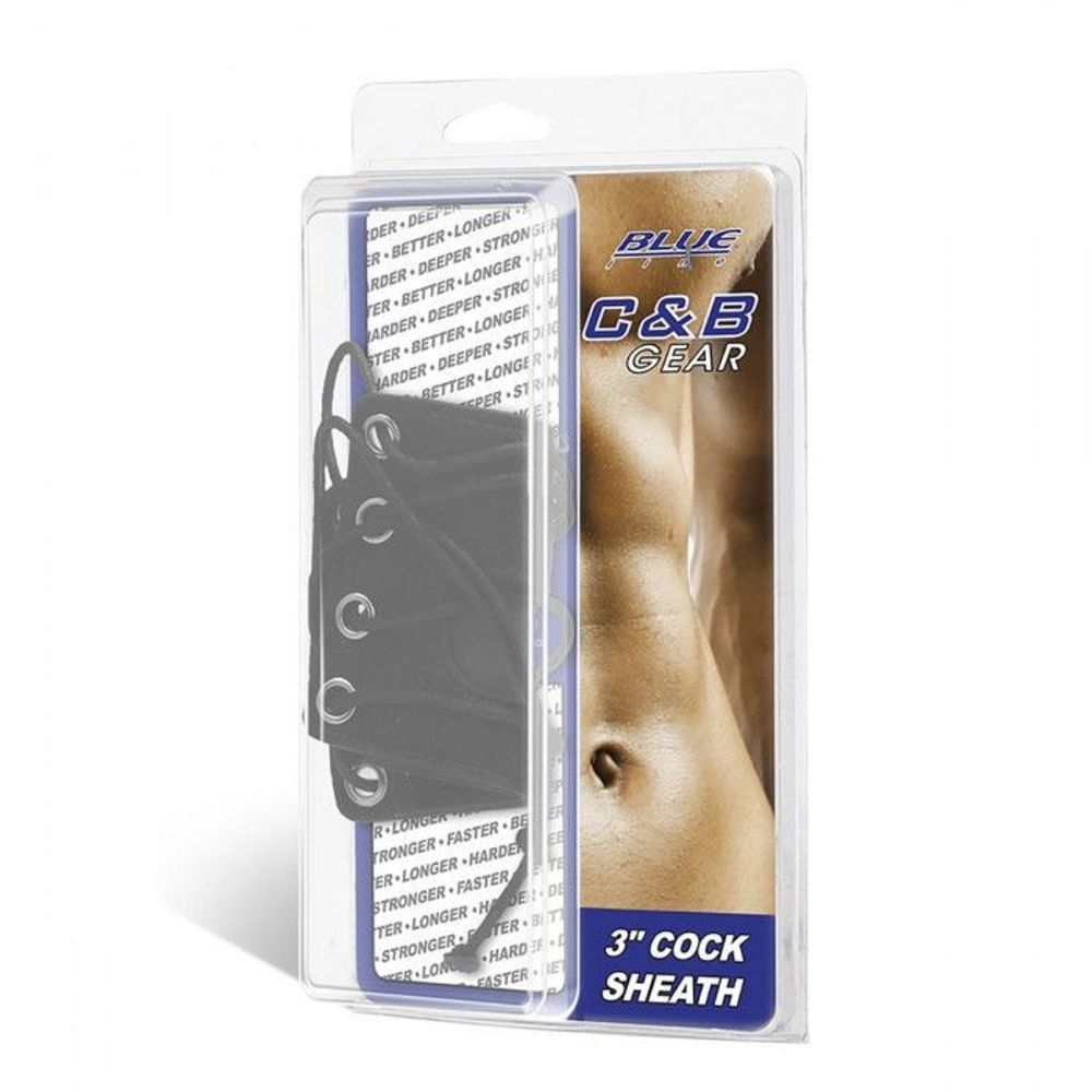 Чёрная утяжка на пенис со шнуровкой 100% PVC STRAP WITH METAL SNAP (Цвет: черный)