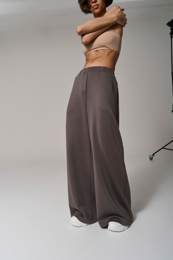 Брюки трикотажные wide leg коричневые