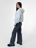 Толстовка LJHY 8315 однотонная со сборкой и сердечками на рукавах