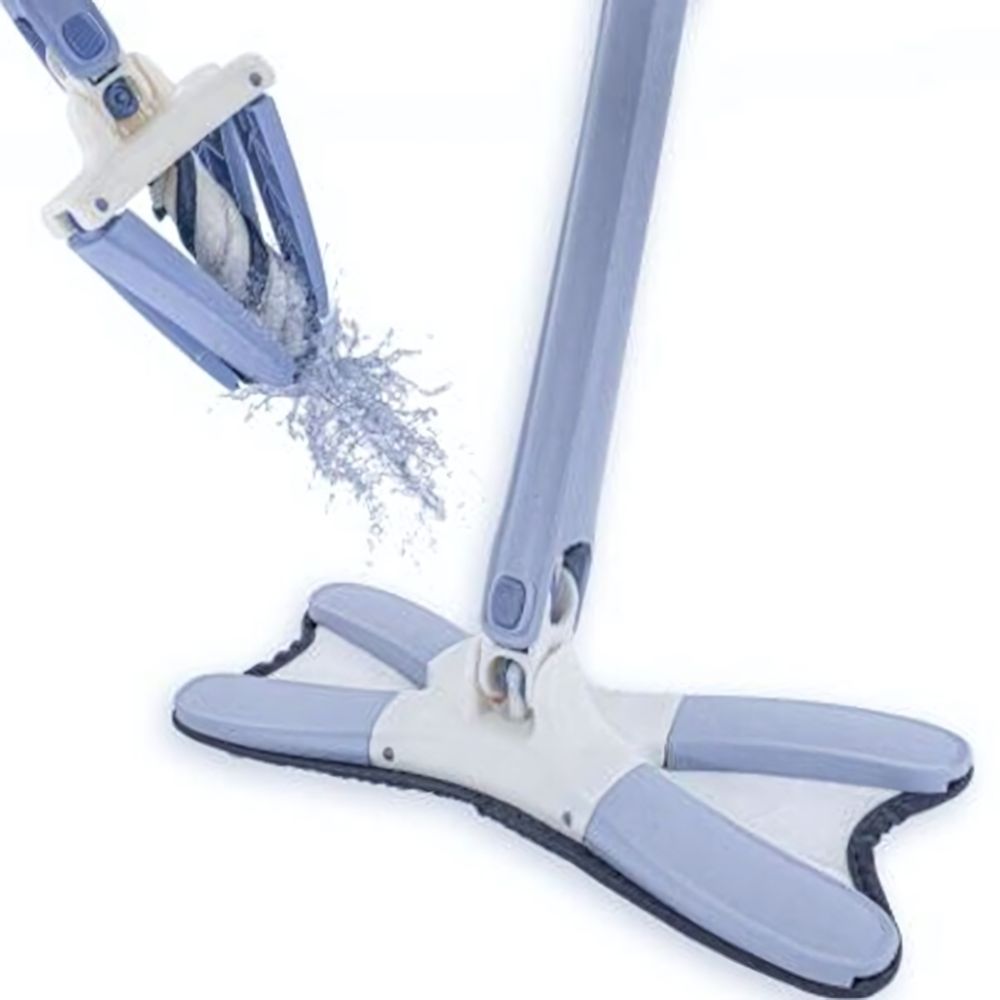 Швабра плоская бабочка с отжимом X-TYPE металлическая ручка 110см насадка микрофибра 36*16см ХС-58