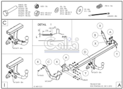 Фаркоп оцинкованный Galia P043A для Peugeot 508 седан 2011-(паспорт и сертификат в комплекте)(без электрики)
