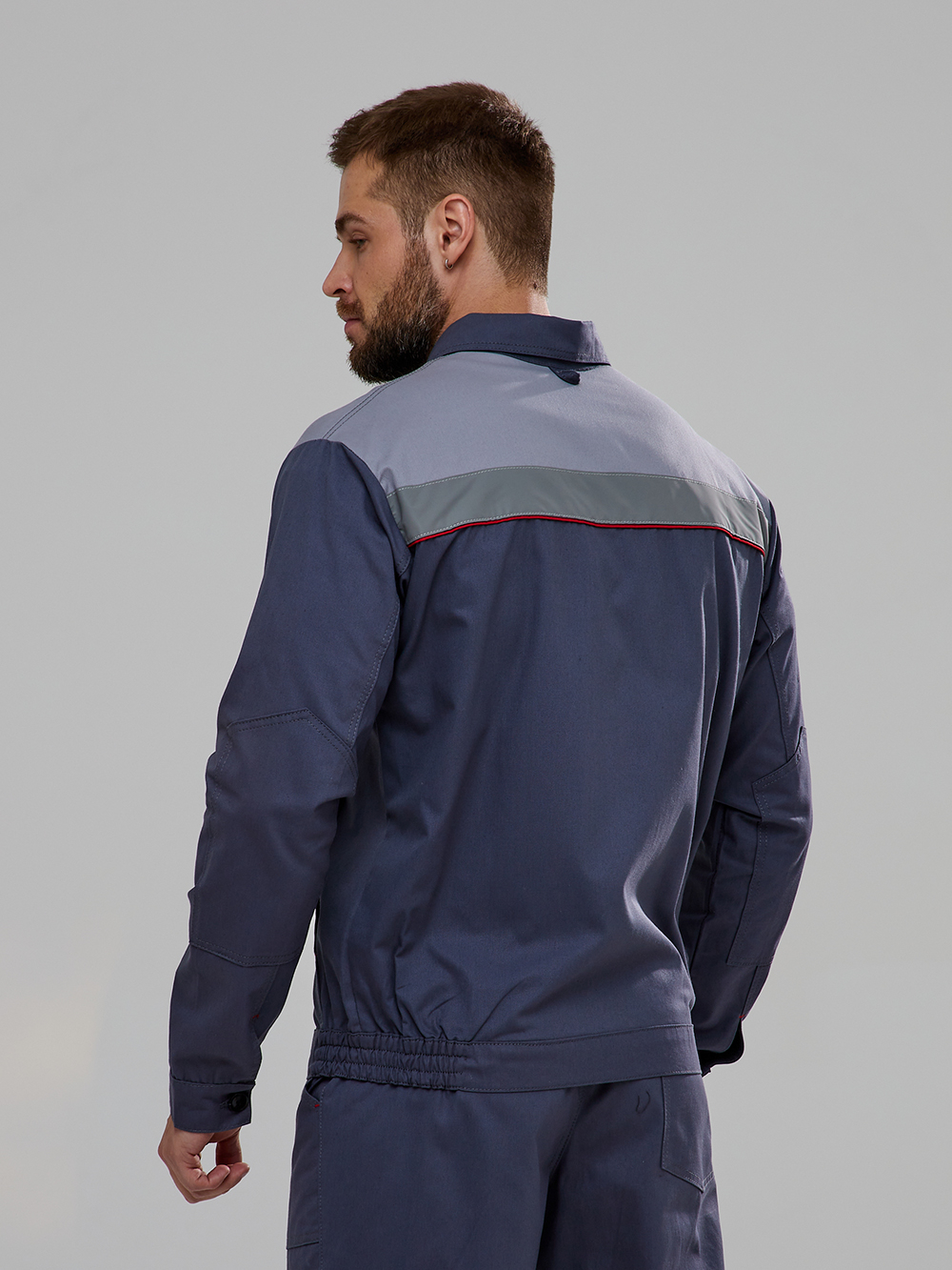 Костюм Флофт-2 СОП (тк.Саржа,250) п/к, т.серый/св.серый/красный