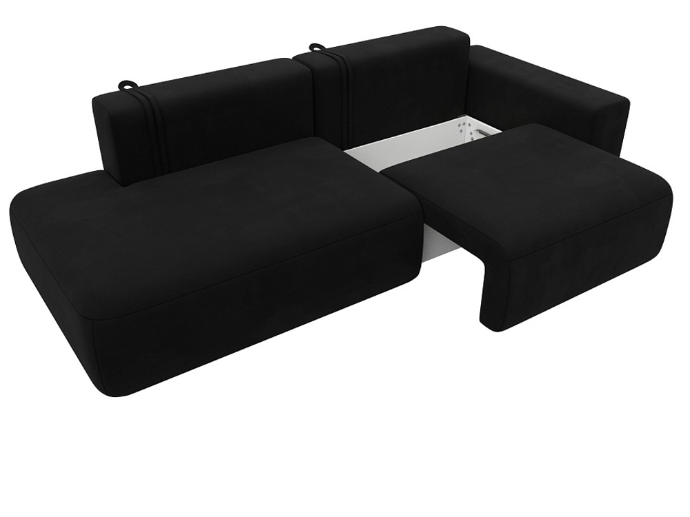 Диван угловой Лига-036 НПБ Модерн правый угол МИКРОВЕЛЬВЕТ Черный