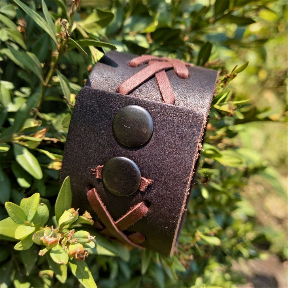 Браслет-плетенка, коричневый | кожа