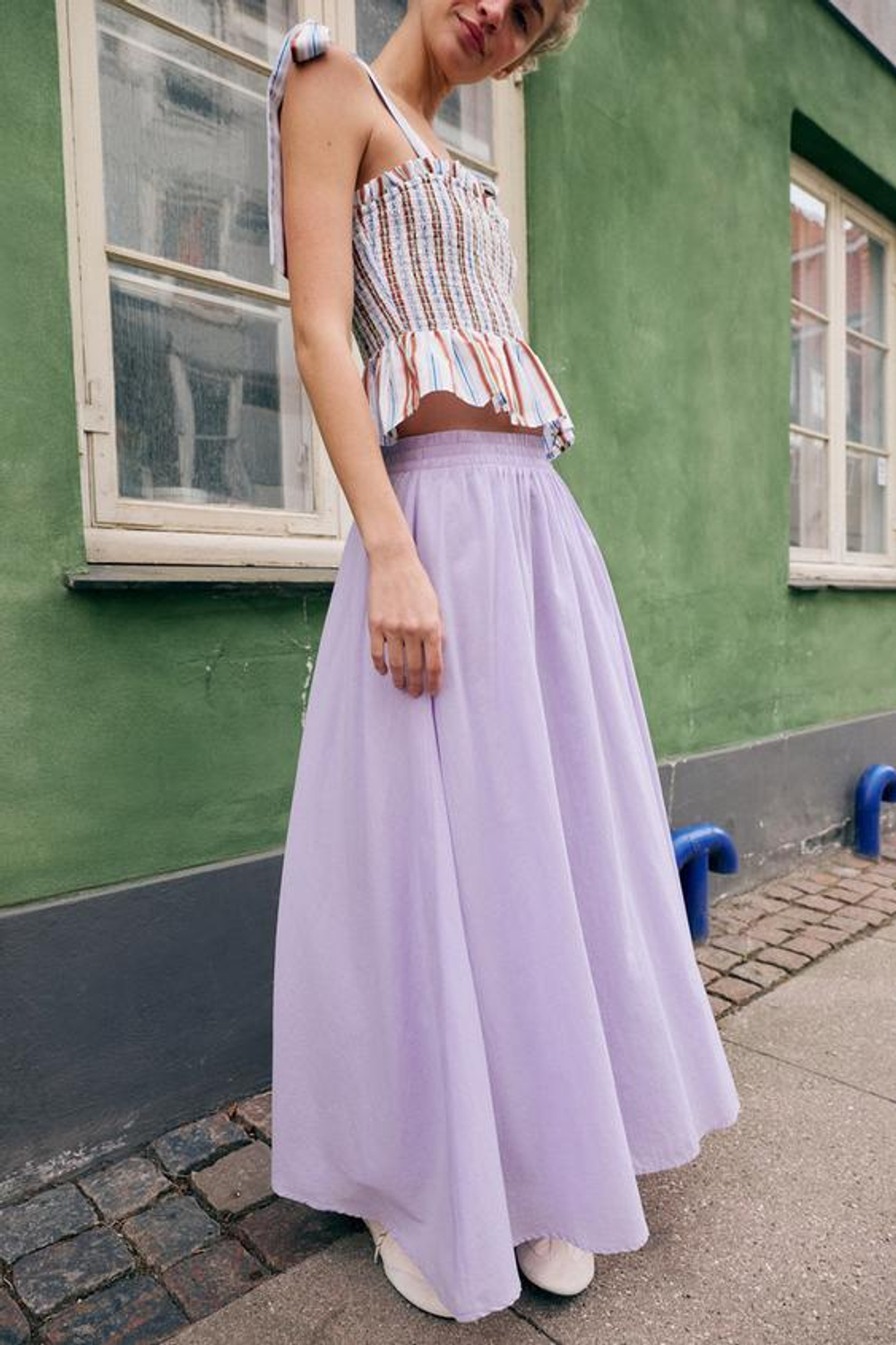 ZARA ЮБКА-НАКИДКА МИДИ, ЦВЕТ МАЛЬВЫ