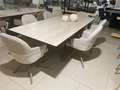 Раздвижной стол Krysto, 180-260х100 см, керамика Milano Travertine