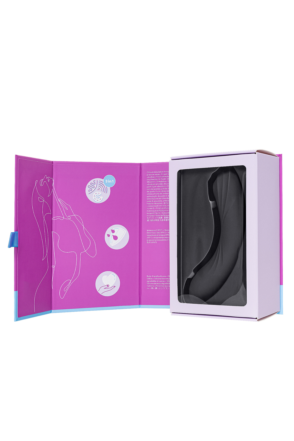 Вакуум-волновой бесконтактный стимулятор клитора Satisfyer Curvy Trinity 4, силикон, чёрный