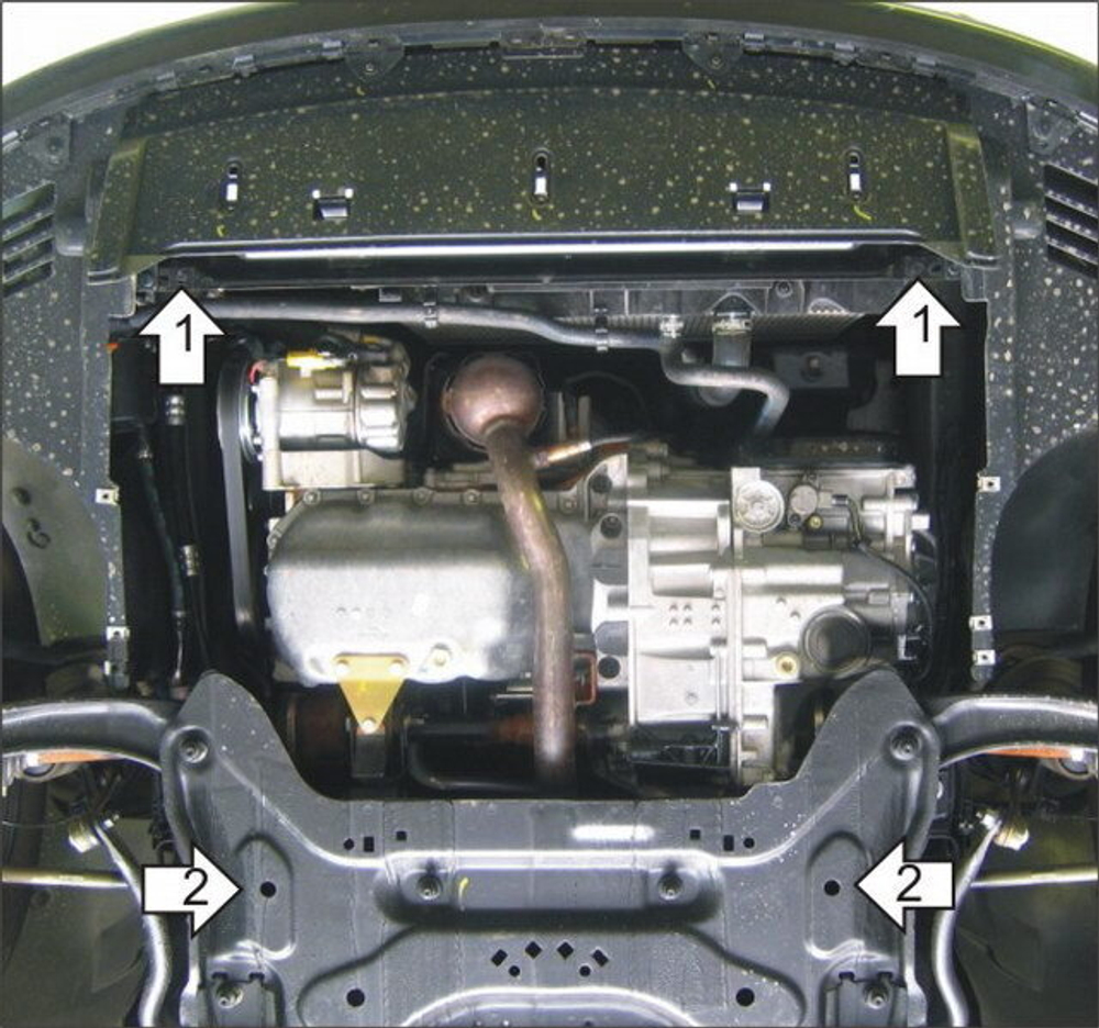 Защита картера Двигателя, КПП. 2 мм, Сталь. для Peugeot 307 2000-2005 MOTODOR.01620