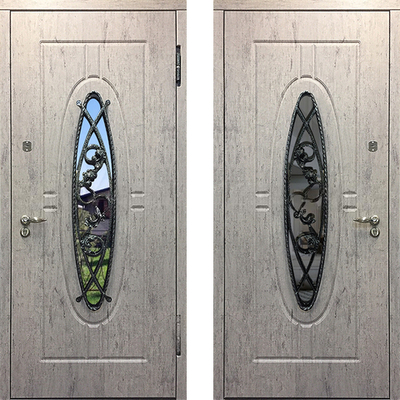 Стальная входная дверь с отделкой МДФ-панелями (винорит) двух сторон - 425