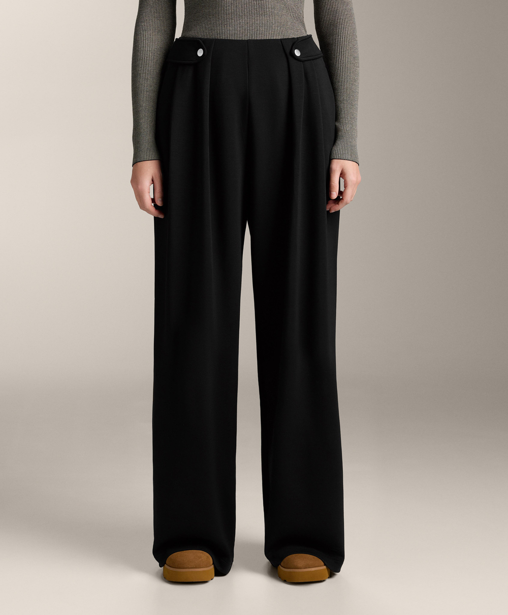 OYSHO Брюки с широкими штанинами и складками на поясе, черный