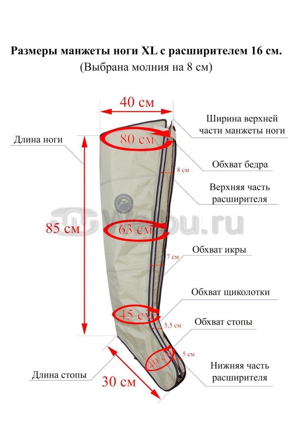 Аппарат для лимфодренажа и массажа WelbuTech Seven Liner Zam-02, стандартный комплект, размер L