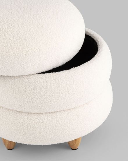 Пуф с ящиком Винни L тедди белый