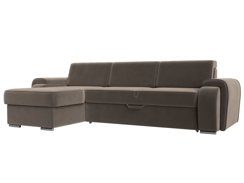 Диван угловой Лига-025 левый угол, Коричневый, Велюр, 119238L