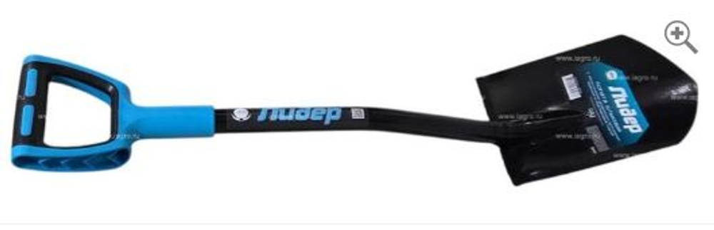 Лопата штыковая   стальная  с укороч. алюм. чер. и  V-ручкой  ЛИДЕР-ШУ /060104