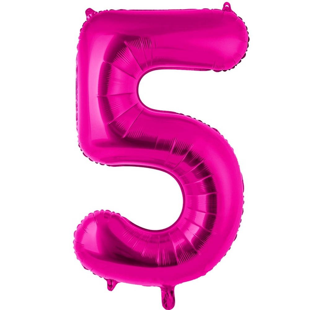 Шар фольгированный Цифра 5 105 см (Фуксия)