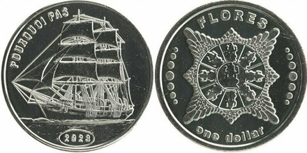 Остров Флорес 1 доллар 2023 Корабль Пуркуа Па